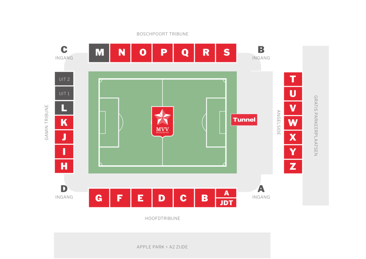 Plattegrond Stadion De Geusselt